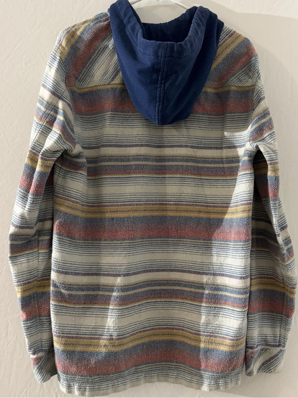 Billabong Baja Hooded Flannel Shirt Striped Core Fit Stretch Men’s L Preppy Surf - Picture 5 of 12